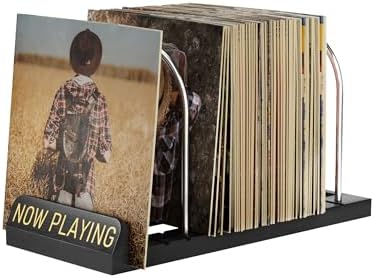 BS-VOG Now Playing Vinyl Record Holder Storage Fits 50 LPs, Gift Package by BS-VOG