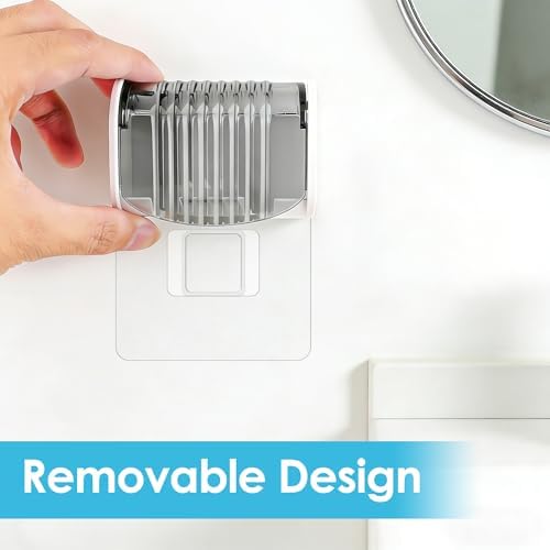 1 Pack Toothbrush Holder Wall Mounted with Cover for Bathroom, 2 Slots Toothbrush Storage Organizer for Shower, Self Adhesive Toothbrush Hanger (Grey) - Image 5
