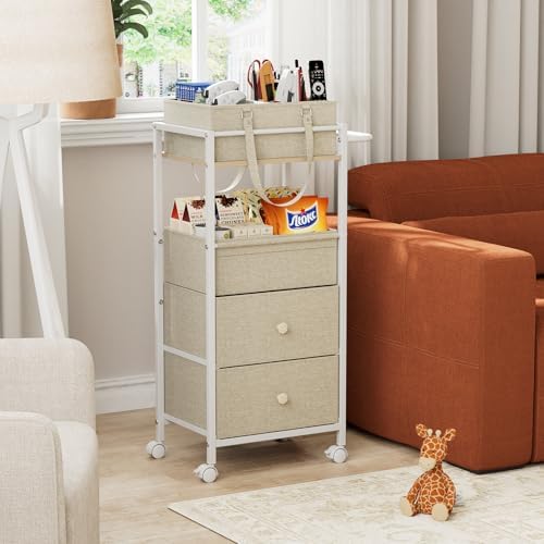 3In1 Modanais Baby Diaper Caddy Organizer Cart with Drawers, Off White - Image 6