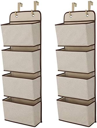 Delta Children 4 Pocket Over The Door Hanging Organizer - 2 Pack, Easy Storage/Organization Solution - Versatile and Accessible in Any Room in the House, Beige by DeltaChildren