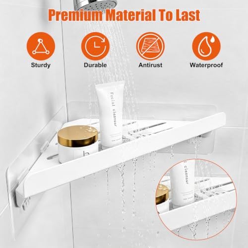 Fikoksol Shower Caddy Storage, Triangle Corner Shelf with Adhesive Hook - Image 5