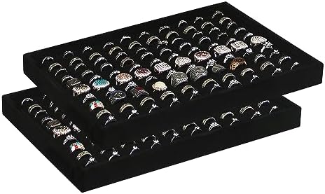 Coward 2Pcs/Set Black Velvet Stackable Ring Organizer Tray, Velvet Ring Earring Stud Jewelry Display Holder Tray for Store Selling or Home Show Storage by FocusOnJewelryDisplay15yrs