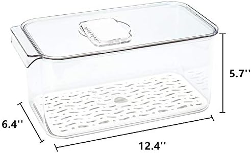 Slideep Refrigerator Food Storage Containers, Lettuce Keeper Large Produce Saver Stackable Container with Lids & Removable Drain Tray, Clear Veggie Fruit Salad Lettuce Container -2 Pack - Image 3