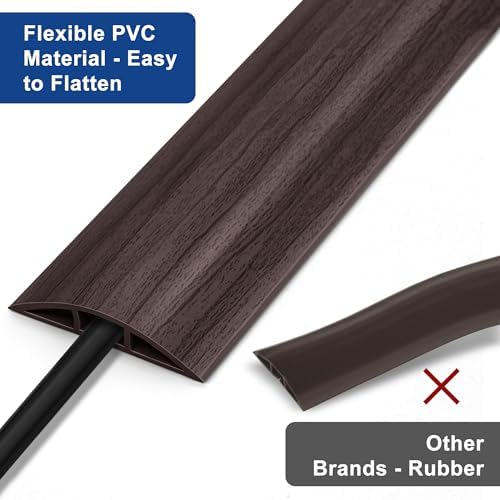 Cable Floor Cover LZEOY, 10ft Electrical Cord Cover, Wood Yellow Oak Floor Wire Cover, Soft PVC Floor Cable Covers for Cords, Electric Cord Covers for Floor for Home, Offices, Hotel, Outdoor - Image 5
