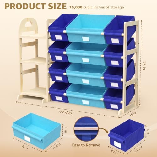 Blue Storage Bin with Label Holder for Room, 11.5 x 8.1 x 6 Inches - Image 7