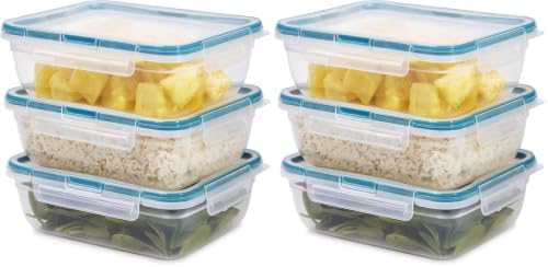 Snapware Food Storage Containers, Plastic, 8.5-Cup, Rectangular | Leakproof & Airtight | BPA-Free | Microwave & Dishwasher Safe | Pack of 6 by Snapware