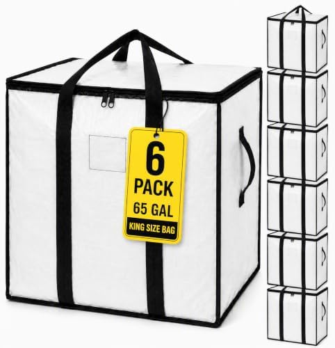 Moving Bags, 6 Pack, 65 Gallon Extra Large Heavy Duty Storage Bags by Unknown