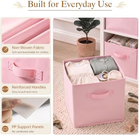 Criusia Storage Cubes - 13 Inch Heavy Duty Fabric Storage Bins for Shelves Closet Cube Organizer - 8 Pack Collapsible Cube Storage Bins Baskets for Clothes Blankets Toys - Nursery Organization - Image 3