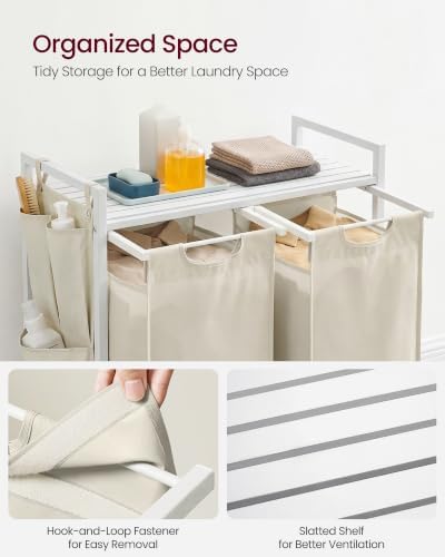 VASAGLE Laundry Hamper with Shelf, 2 Pull-Out Bags, 2 x 12.1 Gallons (46 L) - Image 4