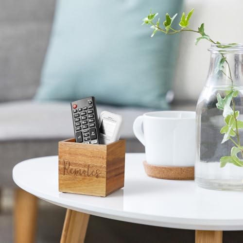 DRASTAR Remote Control Holder, Wood TV Remote Holder, Remote Storage Caddy, Remote Control Organizer (Acacia, 1 Slot) - Image 2