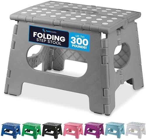 Handy Laundry Folding Step Stool 9 Inch, Grey, Non-Slip Holds 300 lbs by Handy+Laundry