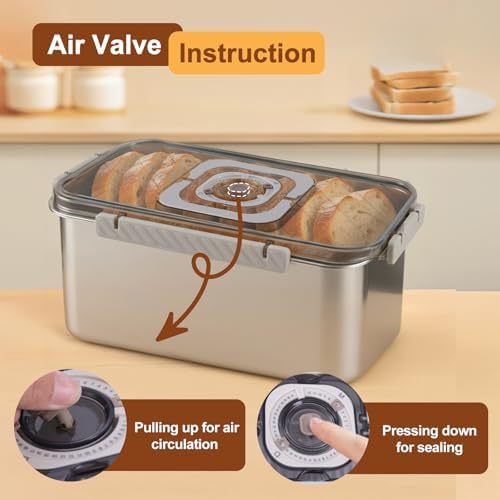 Bread Box for Homemade Bread 304 Stainless Steel, Large Bread Container - Image 2
