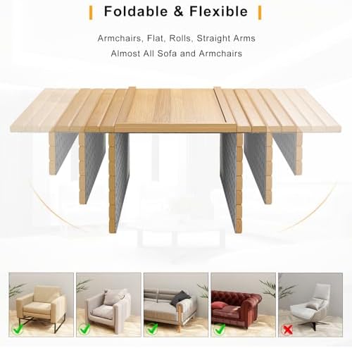 Bestjing 2 in 1 Bamboo Sofa Armrest Tray Table for Couch - Image 6