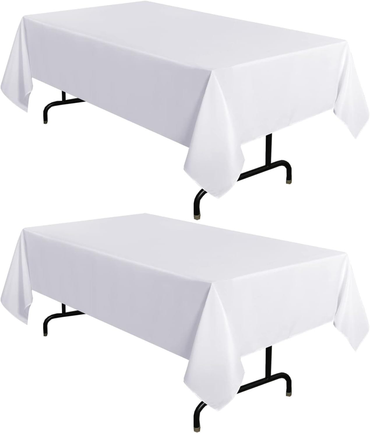 sancua 2 Pack White Tablecloth 60 x 120 Inch, Rectangle 8 Feet Table Cloth - Stain and Wrinkle Resistant Washable Polyester Table Cover for Dining Tables, Buffet Parties and Camping