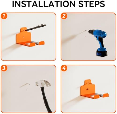 JNIHEEP Garage Organizer Trimmer Rack, Garden Power Tool Hanger Weed Whackers Holder Wall Mounted for Grass Trimmer, Hedge Trimmer, Garage Trimmer, Garden Tools,1 Pack(Orange) - Image 6