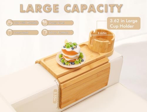 2 Pack Couch Armrest Table, Bamboo Folding Sofa Arm Tray,Natural - Image 4