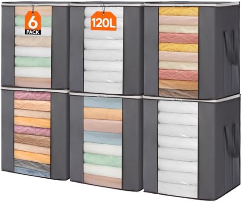 Lifewit 6 Pack 120L Extra Large Clothes Storage, Blanket Storage Bags by Lifewit
