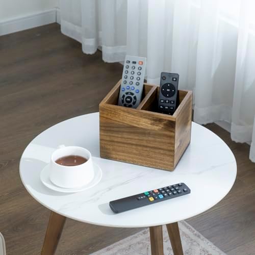 MyGift Premium Acacia Wood Remote Holder, 2 Slot TV Control Caddy - Image 4