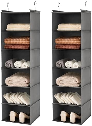 MAX Houser 6 Tier Shelf Hanging Closet Organizer,2 Pack, Grey by MAXHouser