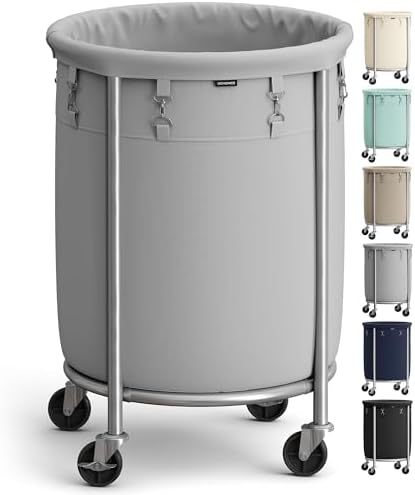 SONGMICS Laundry Basket with Wheels, 29 Gal., Steel Frame, Removable Bag by SONGMICSbySONGMICSHOME