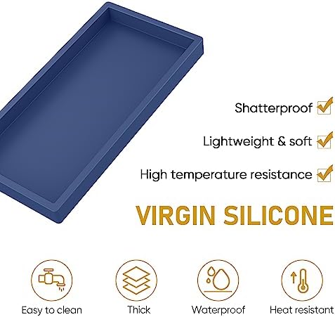 Silicone Bathroom Tray,Shatterproof Tray for Bathroom Counter（Sapphire Blue） - Image 4