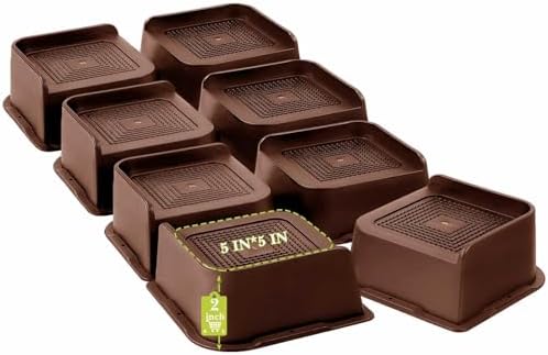 Bed Risers 2 inch, 3 inch, 4 inch, 6 inch, 8 inch Heavy Duty, Oversized Furniture Riser for Couch Sofa Table Chair Leg Frame Dorm, Support up to 6000 Lbs (Chocolat Brown 8 Pack, 2 inch) by Yookwutar