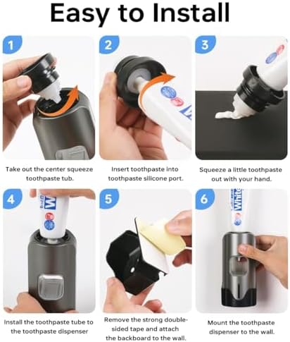 2 Toothbrush Holders, Automatic Toothpaste Dispenser Wall Mounted - Image 6