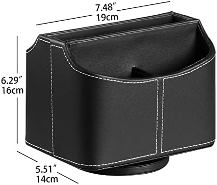 PU Leather 360° Rotatable Remote Control Holder,Nightstand TV Remote Caddy - Image 2