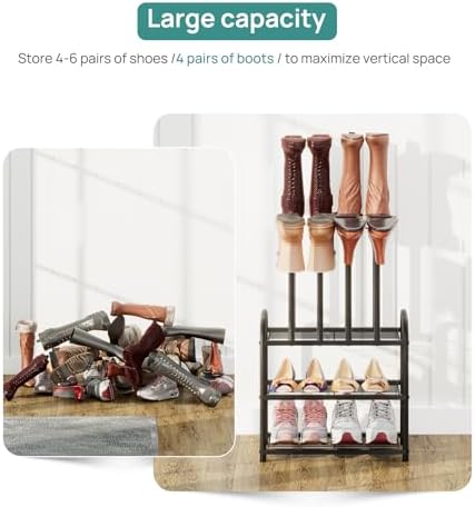 viewcare Black Boot Rack, Small Boot Rack Organizer, Tall Boots with Shoe Rack for Closet, Shoe Shelf Storage Organizer for Entryway Small Space - Image 6
