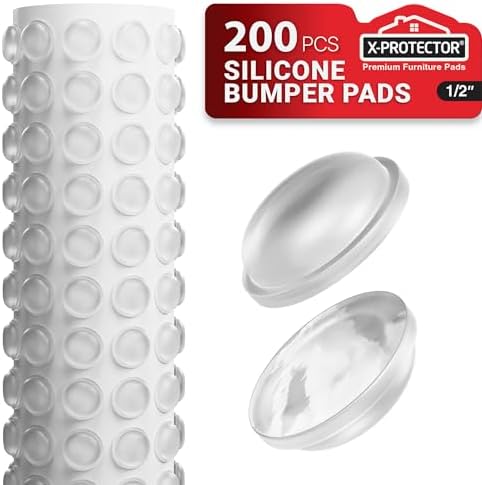 X-Protector Cabinet Door Bumpers 200 PCS – 1/2" Silicone Clear Bumpers – Ideal Cabinet Bumpers – Self-Adhesive Thick Door Silencer – Bumper Pads to Protect Glass & Other Surfaces! by X-Protector