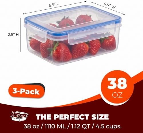 Tribello 38 oz Airtight Food Storage Containers with SnapTight Lids – Clear, Stackable, BPA-Free Meal Prep Containers for Kitchen, Freezer & Pantry Storage - Image 3