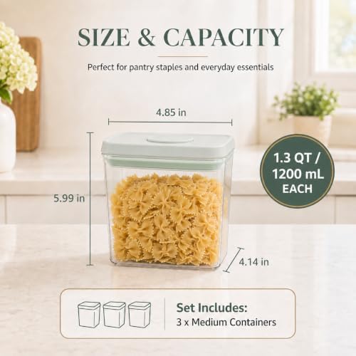 3-Pack 1.3 Qt Airtight Food Storage Containers, Stackable Pop Lids - Image 6