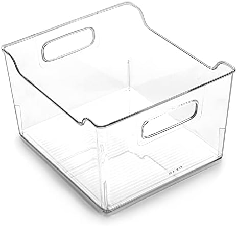 BINO | Clear Storage Organizer | THE LODGE COLLECTION | Containers for Organizing with Handles| Pantry & Kitchen Organization | Fridge Organizer | Bathroom Organizer | Storage Bins For Shelves Cabinet by BINO