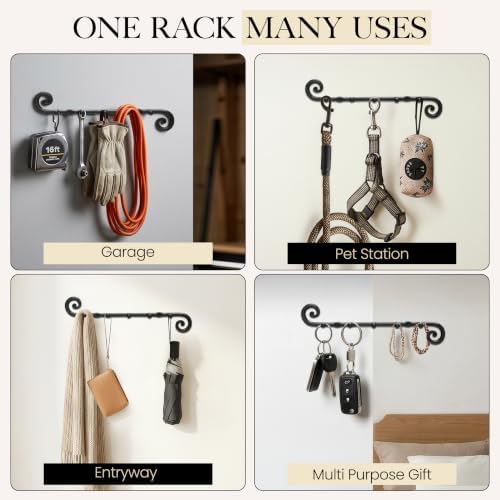 RTZEN Farmhouse Small Key Holder for Wall, Wrought Iron Wall Mount Rack - Image 5
