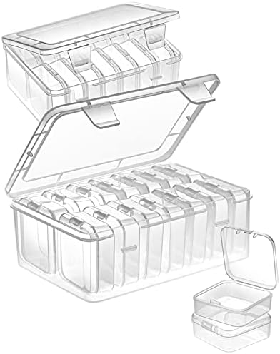 Mathtoxyz Small Bead Organizers, 30 Pieces Plastic Storage Cases Mini Clear Bead Storage Containers Transparent Boxes with Hinged Lid and Rectangle Clear Craft Supply Case by MathtoxyzCreateaBetterLife