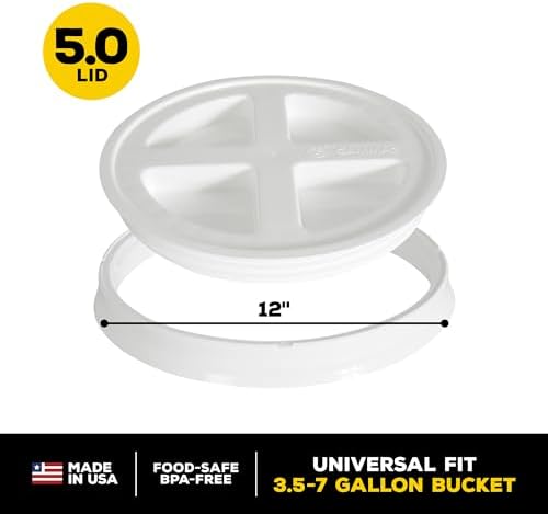 Gamma2 Seal Lid White | For Pet Food Storage | Fits 3.5-7 Gallon Buckets | BPA Free | Pack of 12 - Image 2