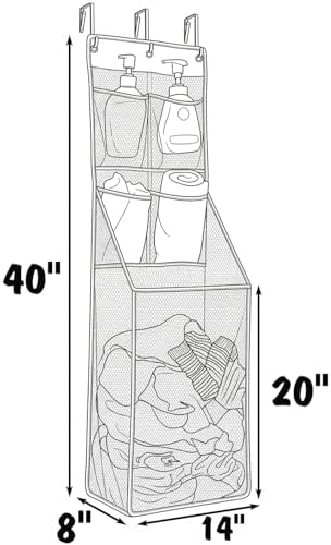 ALYER Multi-Scene Suitable Hanging Mesh Laundry Basket,Behind The Door Storage Organizer for Laundry,RV,Dorm,Bathroom,Bedroom,Pantry, Nursery,Kitchen,White - Image 2