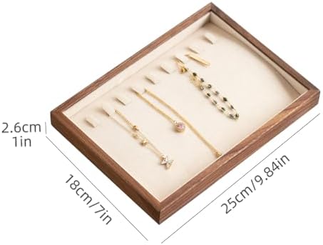9 Grid Black Walnut Wood Jewelry Tray with Velvet Lining, Stackable Jewelry Organizer for Necklace, Bracelet & Pendant Storage, Premium Elegant Jewelry Drawer Organizer for Women - Image 3