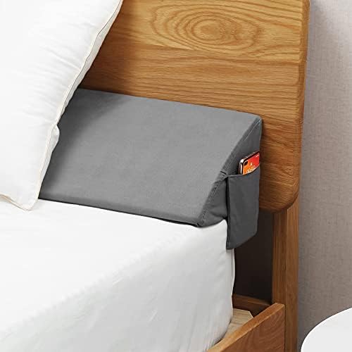 Vekkia Twin Bed Wedge Pillow for Headboard, Bed Gap Filler (0-6") Gray by Vekkia