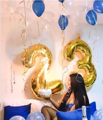40 Inch Gold 23 Large Number Balloon, 23 Golden Birthday Party Decorations, Number 23 Foil Balloons for Anniversary Party Graduations Celebration Supplies