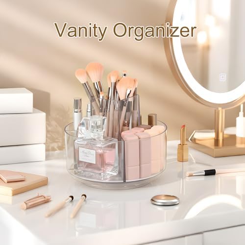 Clear Rotating Makeup Organizer, 360° Acrylic Cosmetic Storage Display Bathroom Tray - 7 Inch Spinning Perfume Skincare Organizer, Lazy Susan Vanity Countertop Holder for Brushes Dresser Decor - Image 5