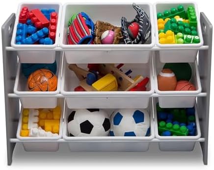 Delta Children MySize 9 Bin Plastic Toy Organizer - Greenguard Gold Certified, Grey - Image 4