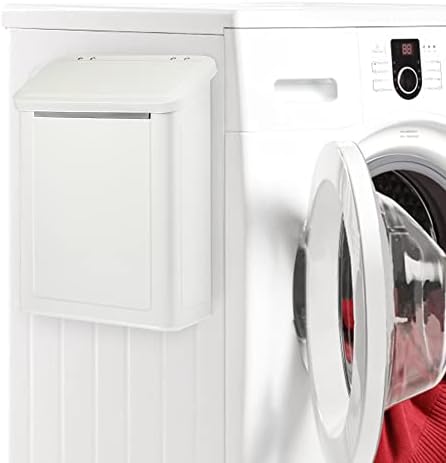 Picowe Magnetic Laundry Storage, Large Metal Lint Holder Bin with Lid for Laundry Room, Space-Saving Trash Container Hanging on Dryer, Washer or Wall Mount Trash Bin (White) - Image 5
