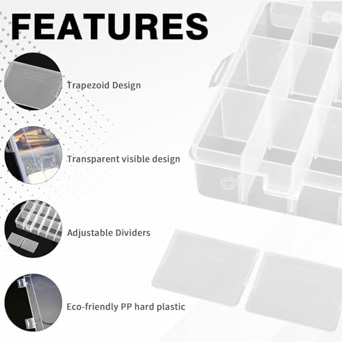 OALCQ 24 Grids Plastic Organizer Box With Dividers Clear Craft Storage Bead Organizer Box Earring Travel Pill Jewelry Organizers Storage Boxes Screw Seed Small Parts Hair Tie - Image 7