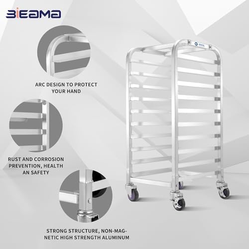 BIEAMA 10-Tier Sheet Pan Rack, NSF Aluminum Bun Pan Rack - Image 3