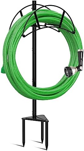 Meykwod Garden Hose Stand/Hanger Freestanding, Heavy Duty In-Ground Hose Rack Organizer for Outside Yard, Sturdy to Hold 150ft (Metal, Black) by Unknown
