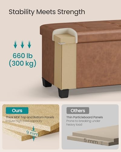SONGMICS Storage Ottoman Bench with Legs, Flipping Lid, 43.3 Inches - Image 5