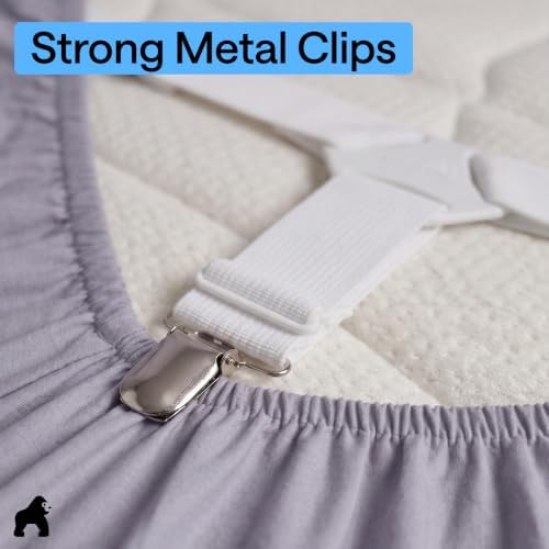 GORILLA GRIP Patented Fitted Bed Sheet Holders for Corners, 8 Pack White - Image 4