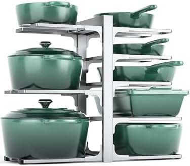MUDEELA 8-Tier Heavy Duty Pots and Pans Organizer, 15.83" H Sliver by MUDEELA