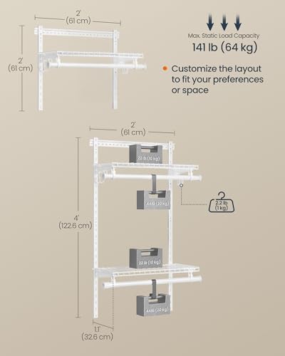 SONGMICS HOME Closet System, Closet Insert Organizer, 2-4 ft Closet Shelves - Image 3